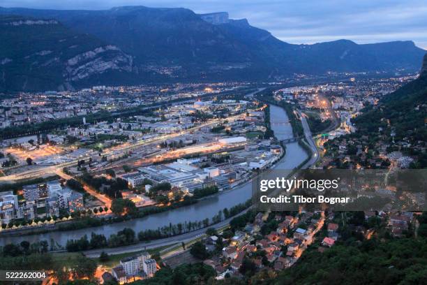 france, rh™ne-alpes, grenoble, skyline, - grenoble stock pictures, royalty-free photos & images