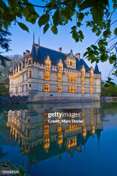 azay le rideau castle backview - loire stock pictures, royalty-free photos & images