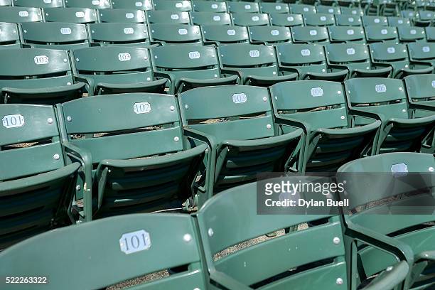 Empty seats at Wrigley Field on April 16, 2016 in Chicago, Illinois.
