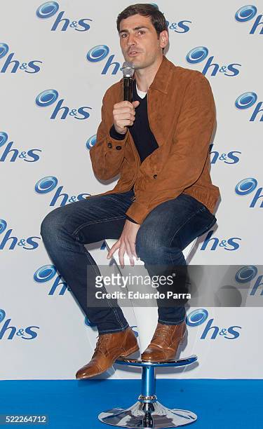 Soccer player Iker Casillas attends H&S event photocall at Eurostars hotel on April 18, 2016 in Madrid, Spain.