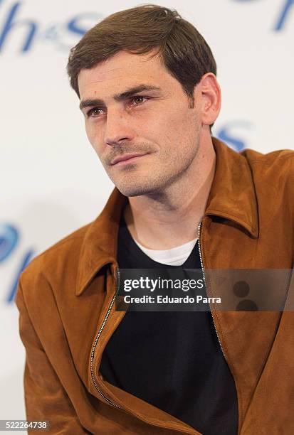 Soccer player Iker Casillas attends H&S event photocall at Eurostars hotel on April 18, 2016 in Madrid, Spain.