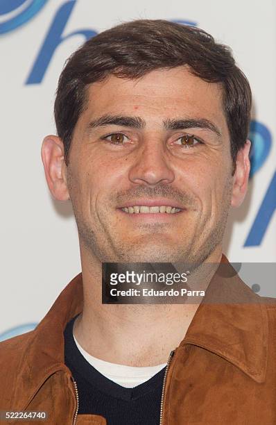 Soccer player Iker Casillas attends H&S event photocall at Eurostars hotel on April 18, 2016 in Madrid, Spain.