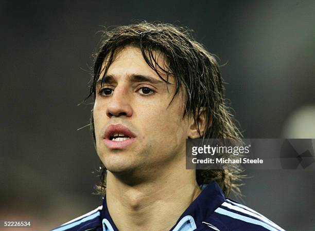 Portrait of Hernan Crespo of Argentina prior to the International Friendly match between Germany and Argentina at the LTU Arena on February 9, 2005...