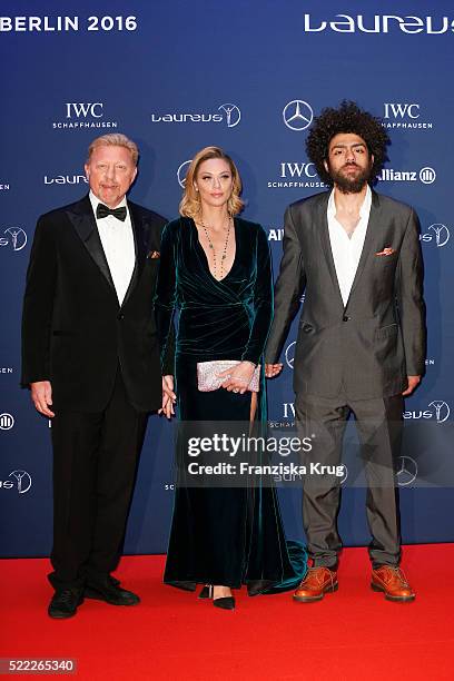 Boris Becker, Lilly Becker and Noah Becker attend the Laureus World Sports Awards 2016 at the Messe Berlin on April 18, 2016 in Berlin, Germany.