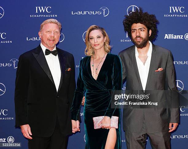 Boris Becker, Lilly Becker and Noah Becker attend the Laureus World Sports Awards 2016 at the Messe Berlin on April 18, 2016 in Berlin, Germany.