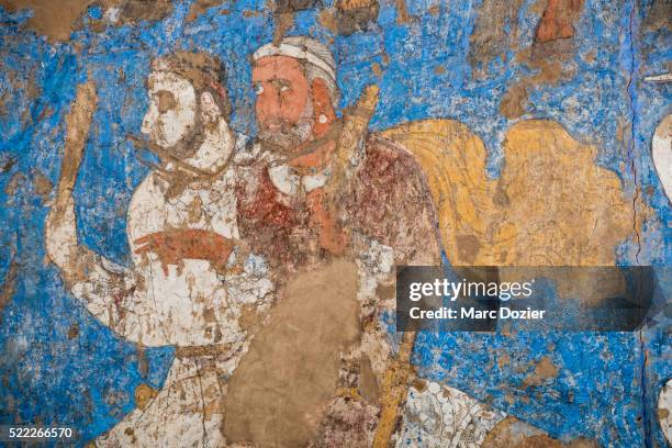 uzbkek wall painting in samarkand - silk road stock pictures, royalty-free photos & images