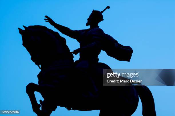 amir timur statue in tashkent - tashkent stock pictures, royalty-free photos & images