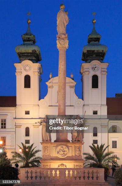 hungary, gyor, széchenyi tér, church of st ignatius - gyor stock pictures, royalty-free photos & images