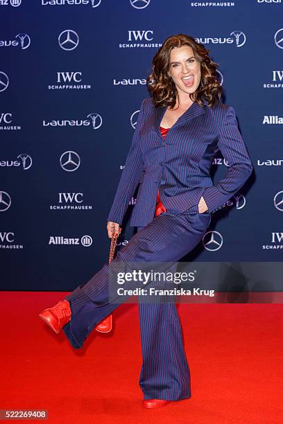 Katarina Witt attends the Laureus World Sports Awards 2016 at the Messe Berlin on April 18, 2016 in Berlin, Germany.