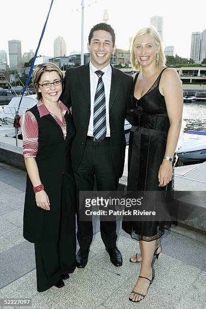 Interior designer Lissanne Oliver, TV Channel Seven Executive Director Ryan Stokes and new TV host Johanna Griggs attend the launch of Better Home...
