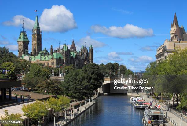 ottawa, parliament, rideau canal - rideau canal stock pictures, royalty-free photos & images