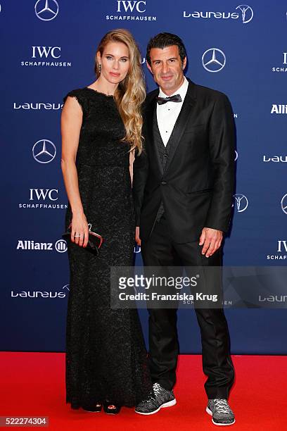 Helen Svedin and Luis Figo attend the Laureus World Sports Awards 2016 at the Messe Berlin on April 18, 2016 in Berlin, Germany.
