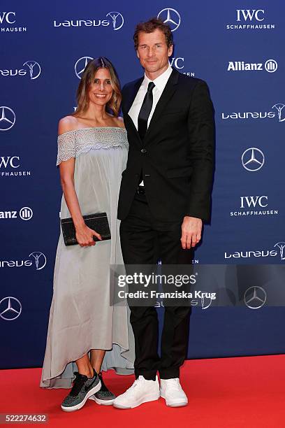 Conny Lehmann and Jens Lehmann attend the Laureus World Sports Awards 2016 at the Messe Berlin on April 18, 2016 in Berlin, Germany.