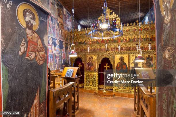 the holy monastery of agios stefanos at meteora - chapel icon stock pictures, royalty-free photos & images