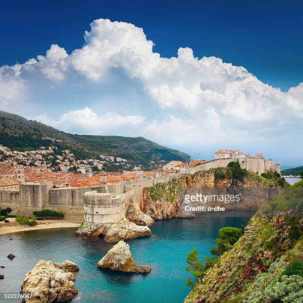square landscape with old fortress, croatia, dubrovnik - dubrovnik stock pictures, royalty-free photos & images
