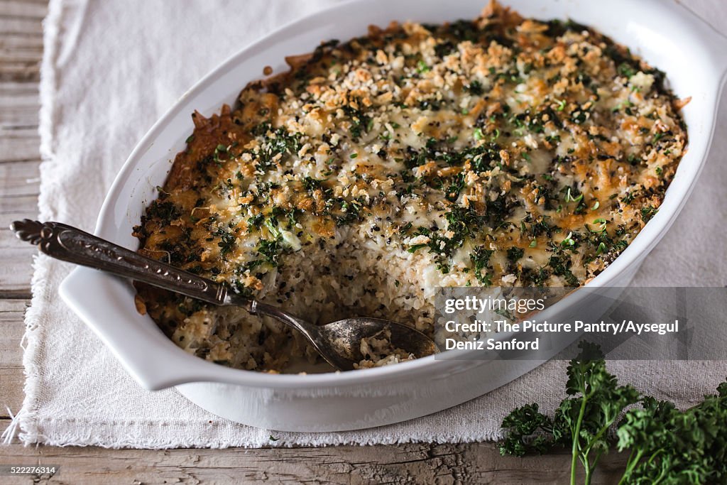 Spicy Cauliflower Gratin with Crunchy Topping