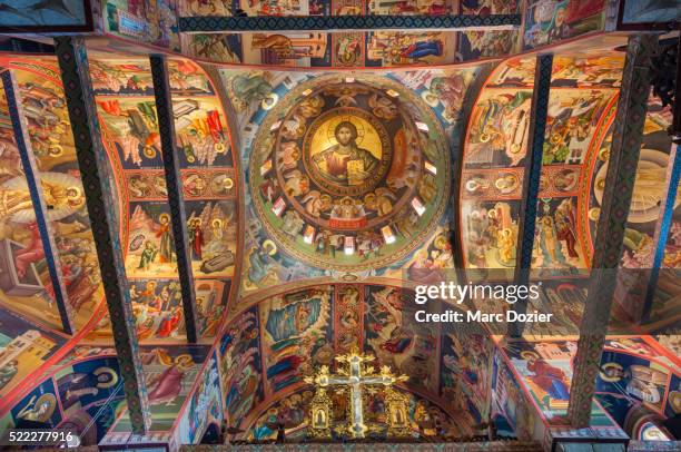 saint charalambos church at meteora - fresco stock pictures, royalty-free photos & images