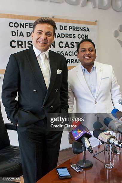 Press Conference with the Mexican singer Cristian Castro and Israel Moreno Rivera, Delegacional Chief Venustiano Carranza, to announce a concert on...