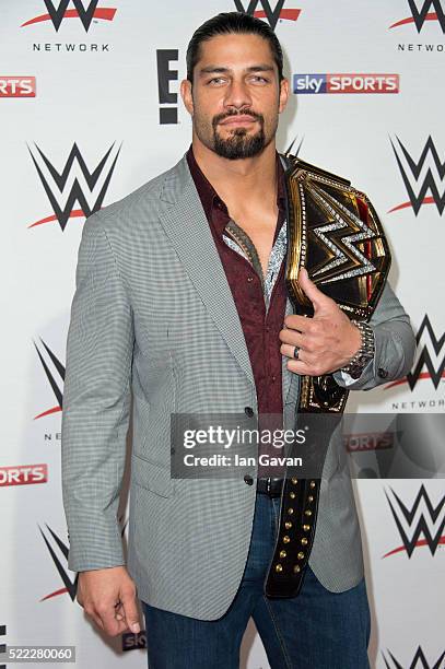 Roman Reigns arrives for WWE RAW at 02 Brooklyn Bowl on April 18, 2016 in London, England.