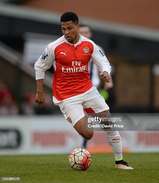 Serge Gnabry of Arsenal during the match between Arsenal U21 and West bromwich Albion U21 at Meadow Park on April 18, 2016 in Borehamwood, England.