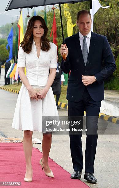 Catherine, Duchess of Cambridge and Prince William, Duke of Cambridge depart Bhutan from Paro Airport on April 16, 2016 in Paro, Bhutan.