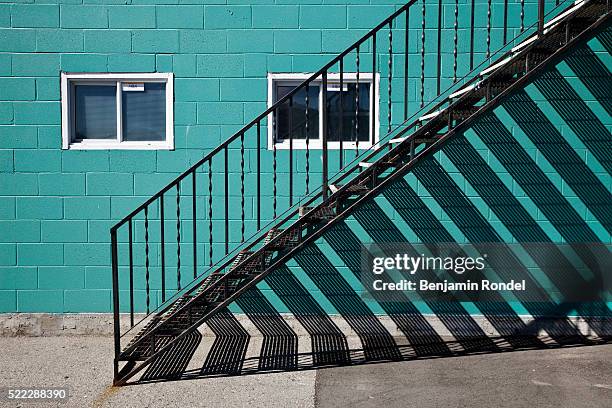 stairway on side of building - parallel stock pictures, royalty-free photos & images