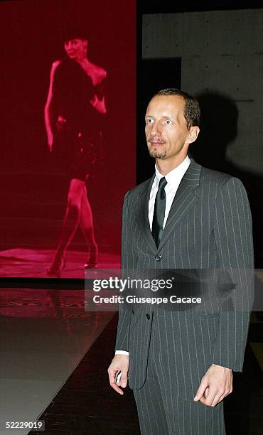 Robert Triefus is seen at the Giorgio Armani fashion show as part of Milan Fashion Week Autumn/Winter 2005/06 at Armani Theatre on February 22, 2005...