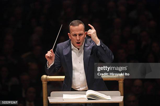 Yannick Nezet-Seguin leading the Philadelphia Orchestra in Mahler's Second Symphony at Carnegie Hall on Friday night, October 31, 2014.