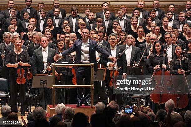 Yannick Nezet-Seguin leading the Philadelphia Orchestra and Westminster Symphonic Choir in Mahler's Second Symphony at Carnegie Hall on Friday night,...