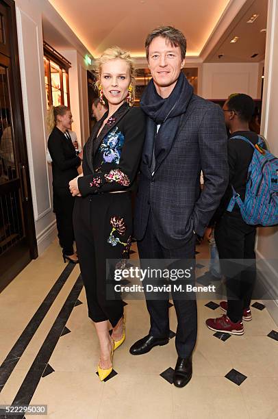 Eva Herzigova and Gregorio Marsiaj attend an event hosted by Naomi Campbell, Burberry and TASCHEN to celebrate the launch of 'Naomi' at Burberry's at...