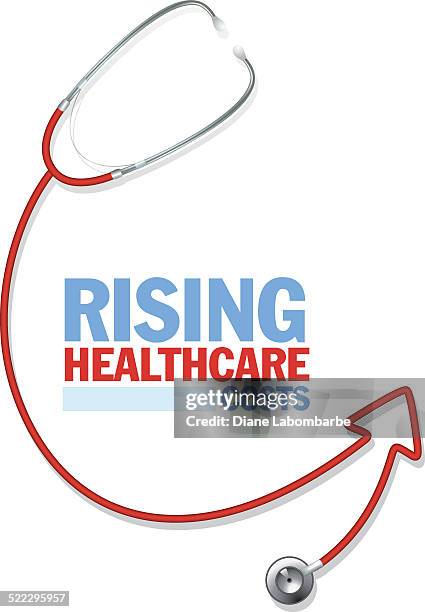 healthcare costs red arrow concept - editorial template stock illustrations