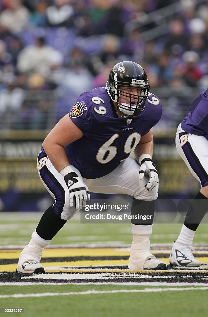 Brian Rimpf Brian Rimpf of the Baltimore Ravens readies for the snap against the ...