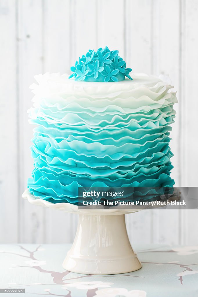 Ombre ruffle cake