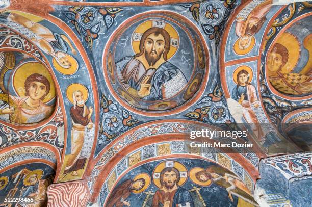 karanlik kilise (dark church) in cappadocia - cappadocia stock pictures, royalty-free photos & images