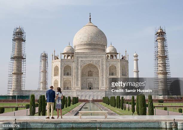 Prince William, Duke of Cambridge and Catherine, Duchess of Cambridge visit the Taj Mahal on April 16, 2016 in Agra, India.