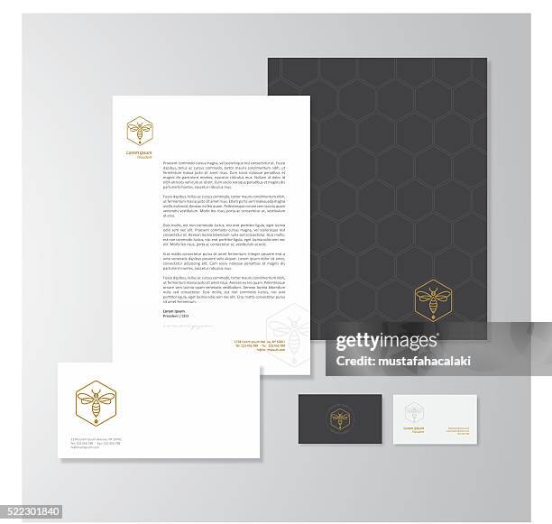 honig produktionsunternehmen briefpapier-design - envelope stock-grafiken, -clipart, -cartoons und -symbole