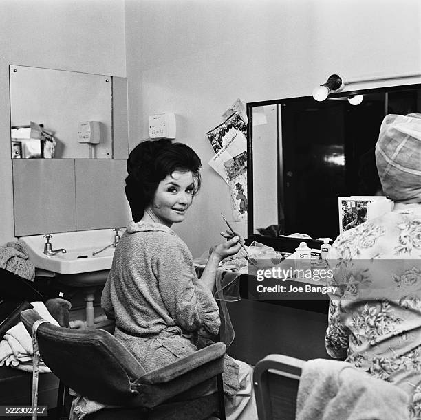 English actress Kate O'Mara in her dressing room at the Mayfair Theatre where she is appearing as 'Fleda Vetch' in 'The Spoils of Poynton', London,...
