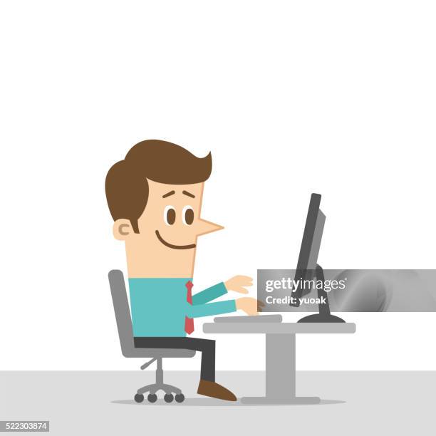 illustrations, cliparts, dessins animés et icônes de employé de bureau - computer operator cartoon