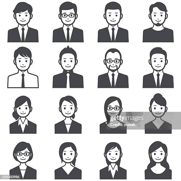 ilustraciones, imágenes clip art, dibujos animados e iconos de stock de las personas de negocios avatars - pelo facial