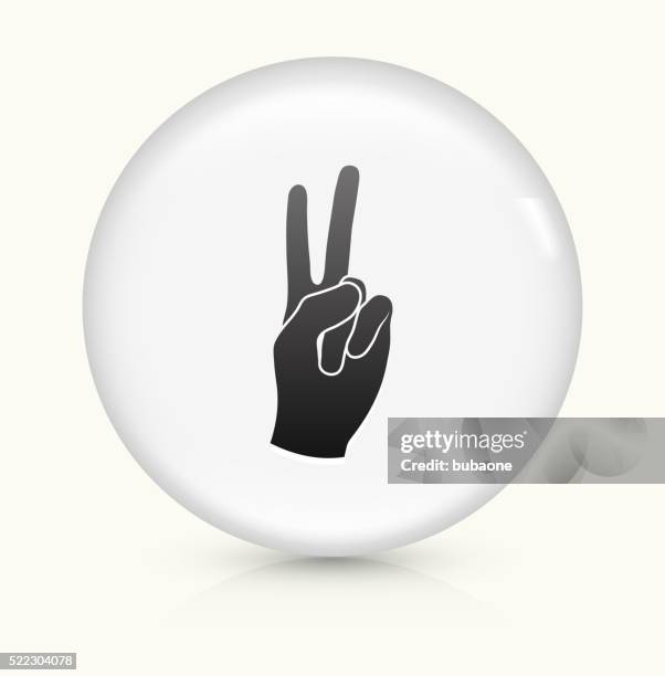 two fingers icon on white round vector button - hands counting stock illustrations
