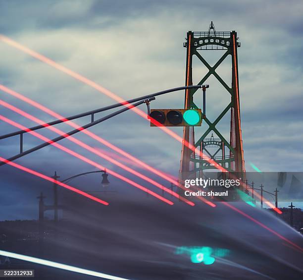 tail light streaks - halifax bridge stock pictures, royalty-free photos & images