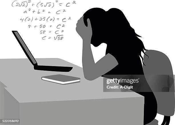 ilustrações de stock, clip art, desenhos animados e ícones de confundia trabalho de casa de matemática - jovens estudando