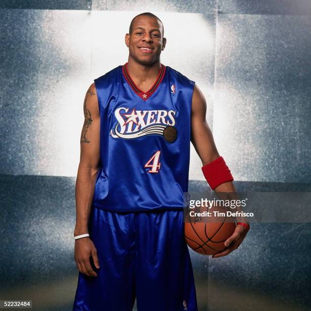 Andre Iguodala of the Rookie Team poses for a portrait prior to the 2005 Got Milk? Rookie Challenge at The Pepsi Center on February 18, 2005 in...