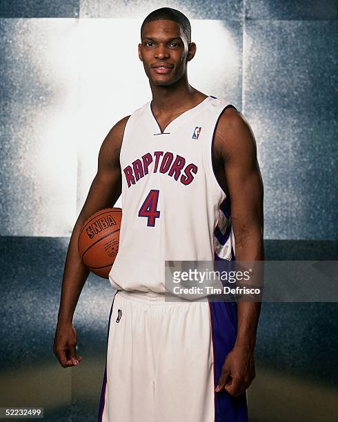 Chris Bosh of the Sophmore Team poses for a portrait prior to the 2005 Got Milk? Rookie Challenge at The Pepsi Center on February 18, 2005 in Denver,...