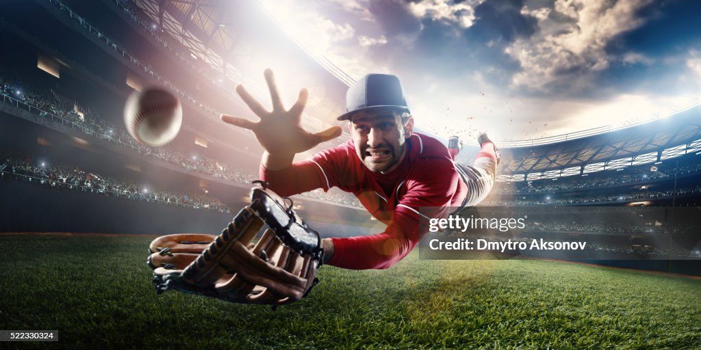 Outfielder Catching Baseball