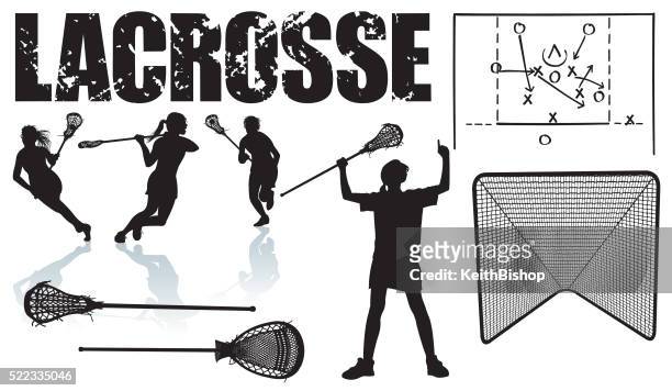 illustrations, cliparts, dessins animés et icônes de filles de lacrosse-équipement sportif - petites filles