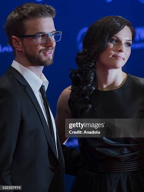 Austrian skier Anna Fenninger and her husband Manuel Veith attend the 2016 Laureus World Sports Awards at Messe in Berlin, Germany on April 18, 2016.