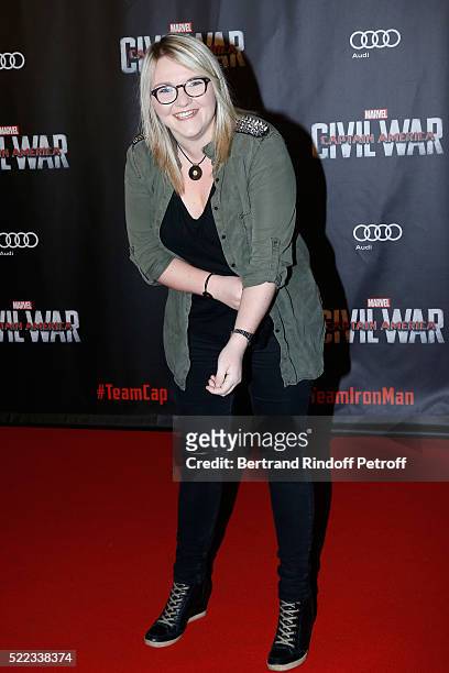 Youtuber Lola Dubini attends the "Captain America: Civil War" Paris Premiere. Held at Le Grand Rex on April 18, 2016 in Paris, France.