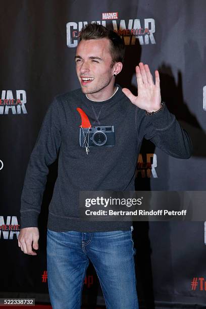 Youtuber Squeezie attends the "Captain America: Civil War" Paris Premiere. Held at Le Grand Rex on April 18, 2016 in Paris, France.