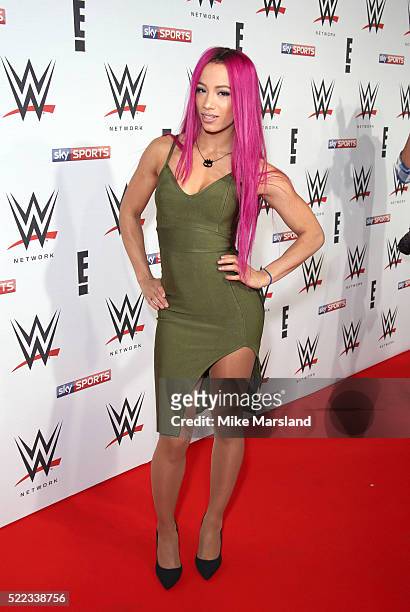 Sasha Banks arrives for WWE RAW at 02 Brooklyn Bowl on April 18, 2016 in London, England.